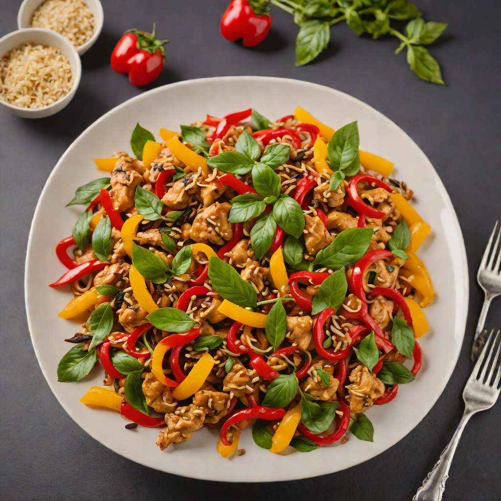 Stir-Fried Thai Basil Chicken with Bell Peppers