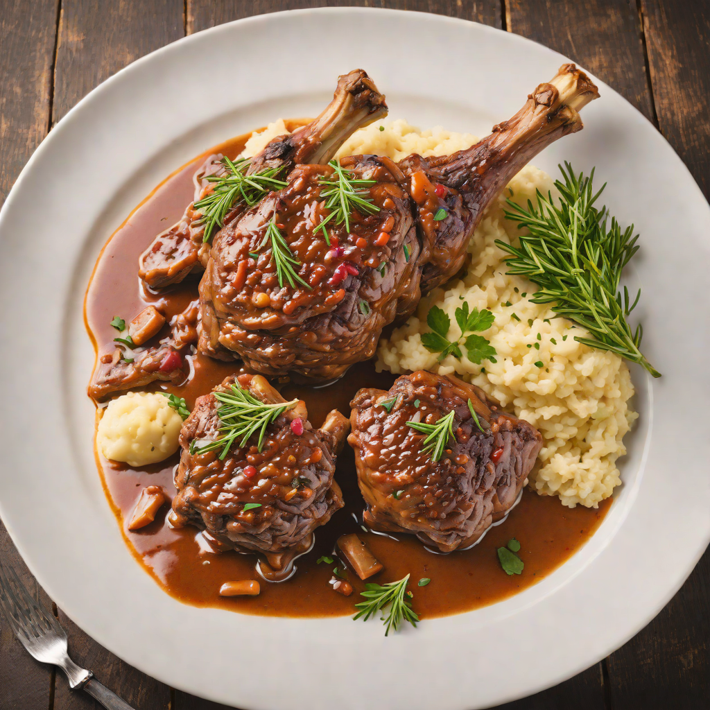 Slow-Cooked Lamb Shank with Rosemary and Garlic Mash
