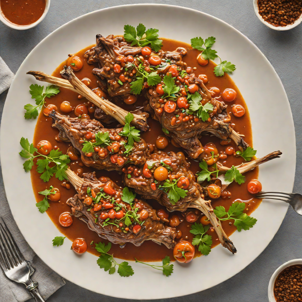 Slow-Cooked Lamb Shanks with Peppered Bush Tomato Sauce
