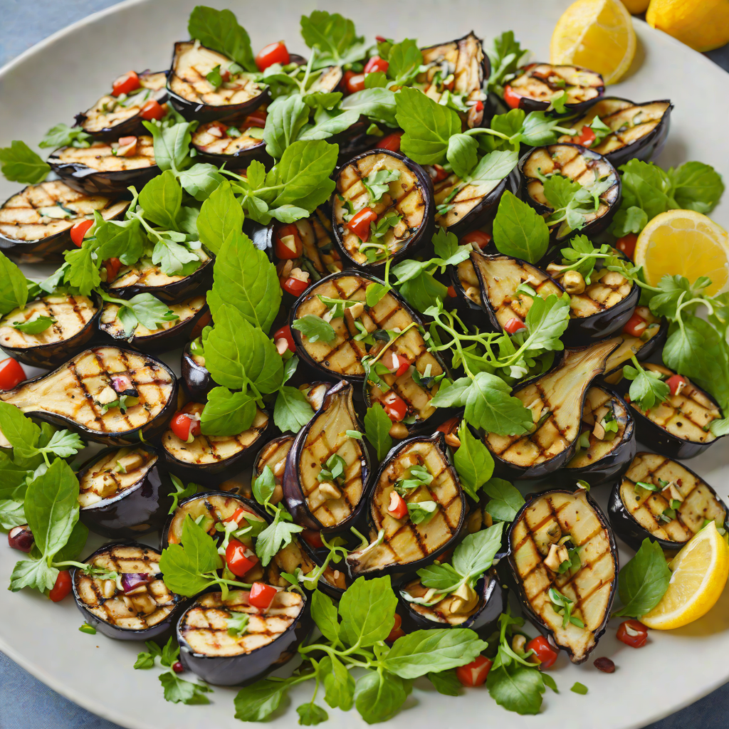 Grilled Eggplant and Olive Salad with Lemon Vinaigrette