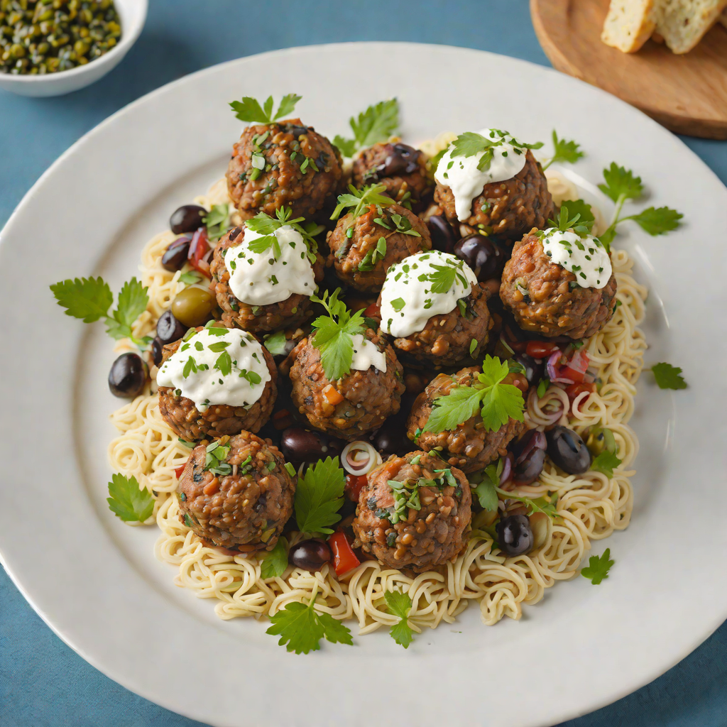 Greek-Inspired Lamb Meatballs with Tzatziki and Olive Tapenade