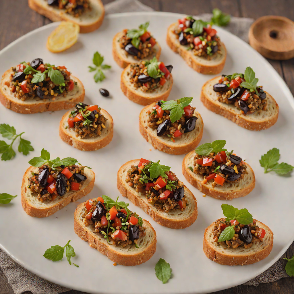 Kalamata Olive and Roasted Red Pepper Tapenade Crostini