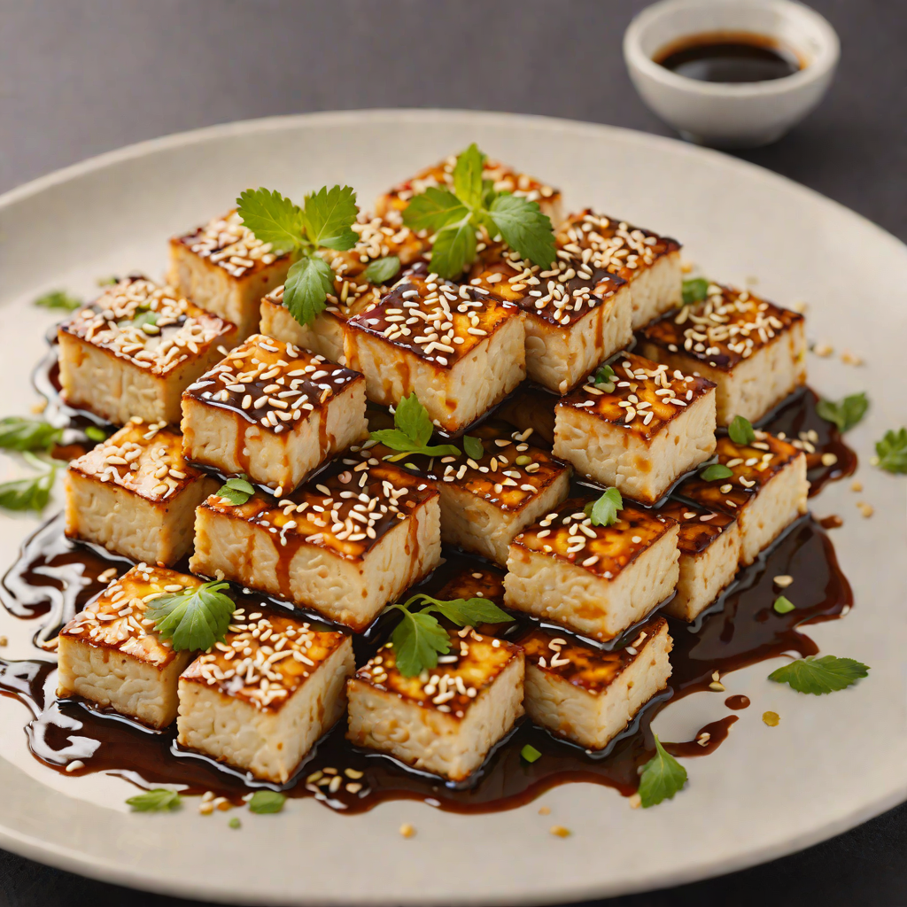 Pan-Fried Tofu with Garlic Soy Glaze and Sesame Seeds