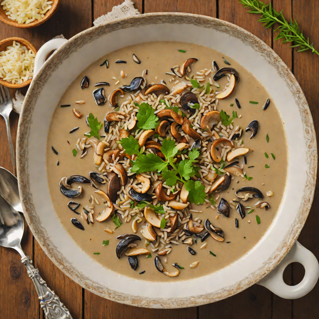 Classic Minnesota Wild Rice Soup with Mushrooms and Cream