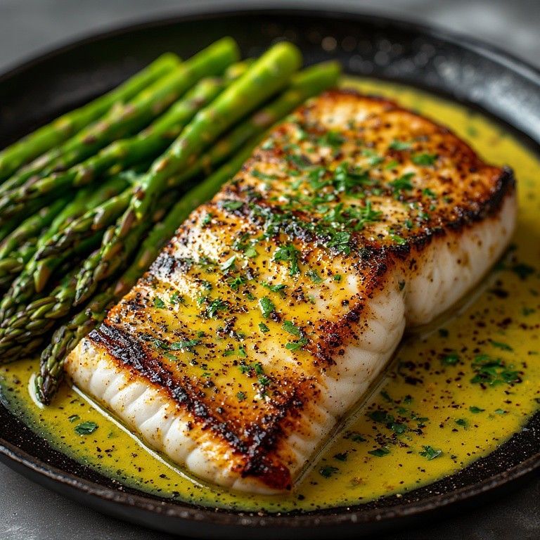 Pan-Fried Sea Bass with Lemon and Garlic Butter
