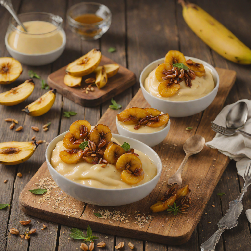 Simple Vanilla Pudding with Caramelized Bananas