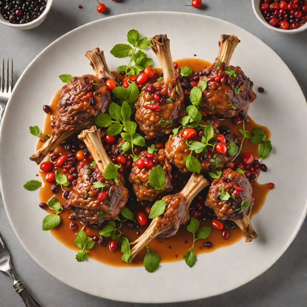 Slow-Cooked Lamb Shanks with Native Pepperberry and Mint