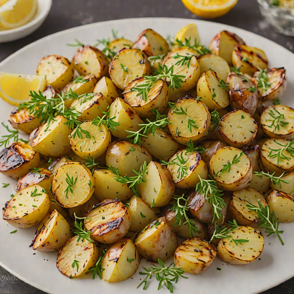 Lemon-Thyme Roasted Potatoes with Garlic Butter Drizzle