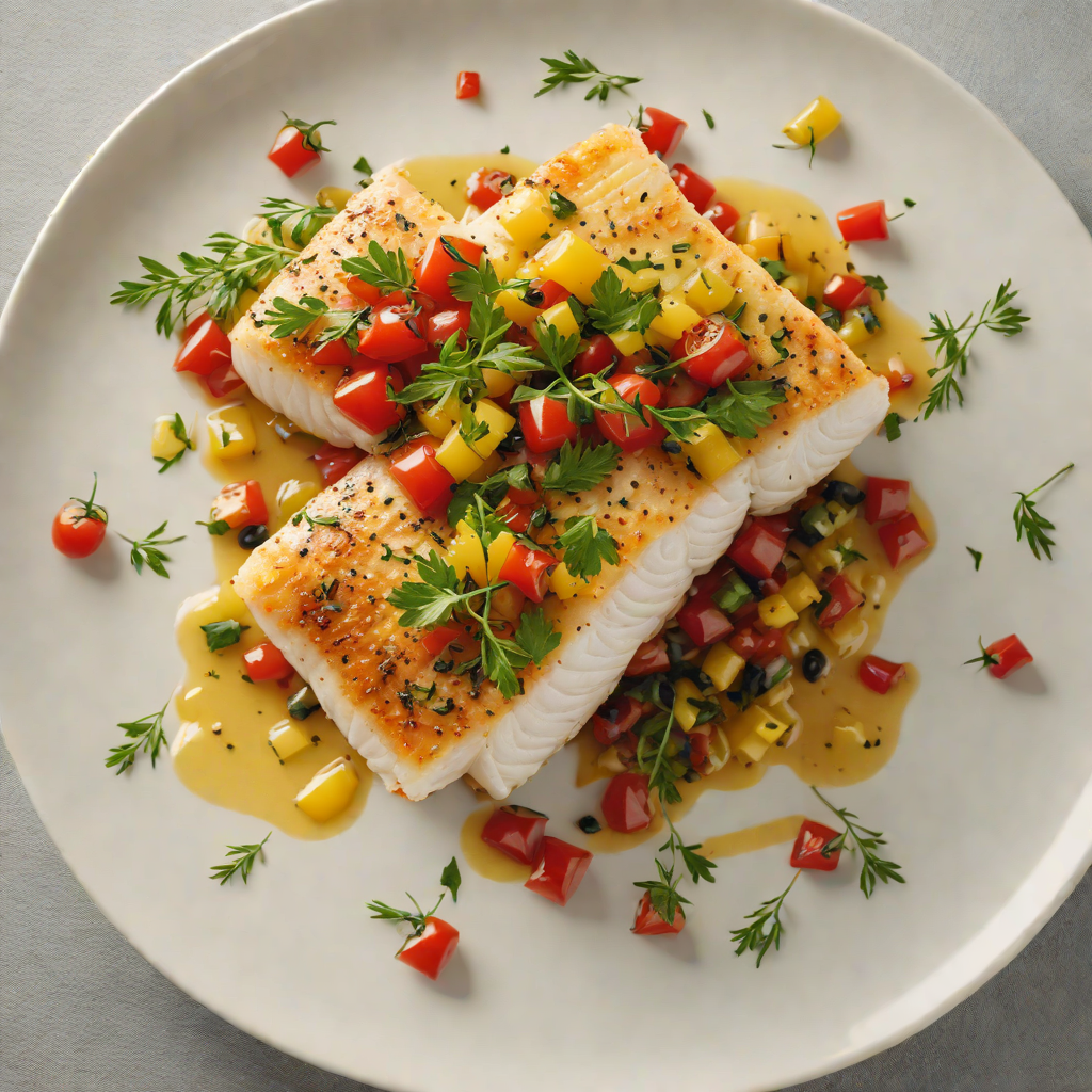 Baked Cod with Tomato-Olive Relish and Herb Oil