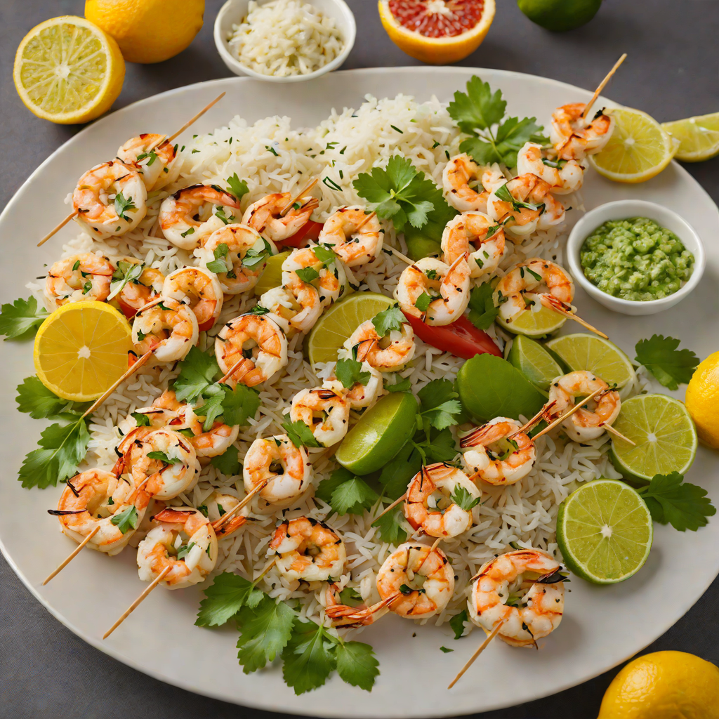 Grilled Citrus-Marinated Shrimp Skewers with Cilantro-Lime Rice
