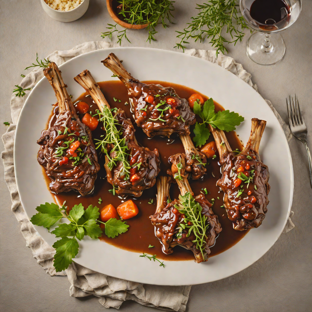 Slow-Cooked Lamb Shanks Braised in Red Wine and Native Herbs