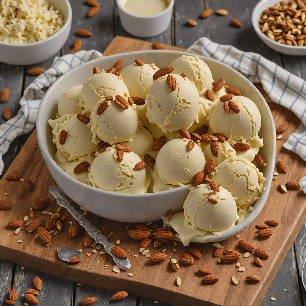 Quick No-Churn Vanilla Bean Ice Cream with Toasted Almonds