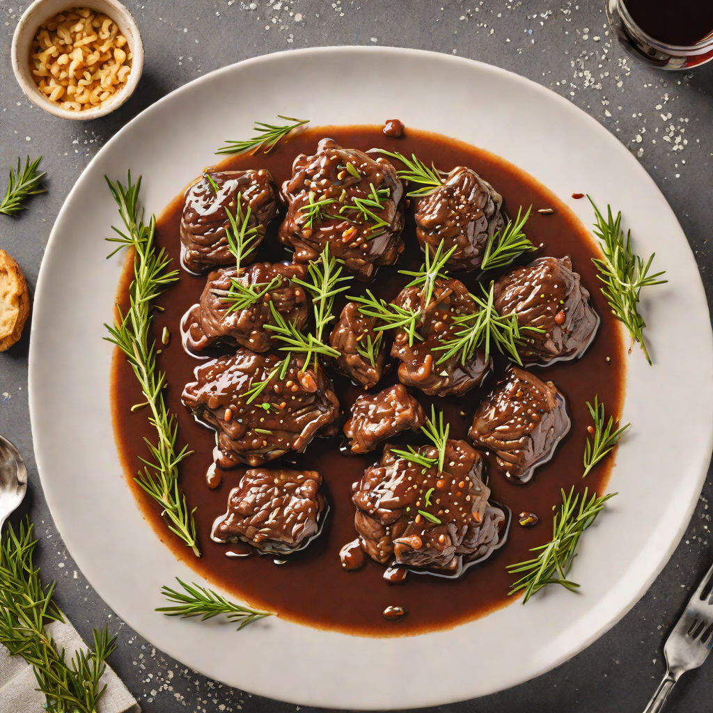 Slow-Cooked Beef Cheeks in Red Wine and Rosemary