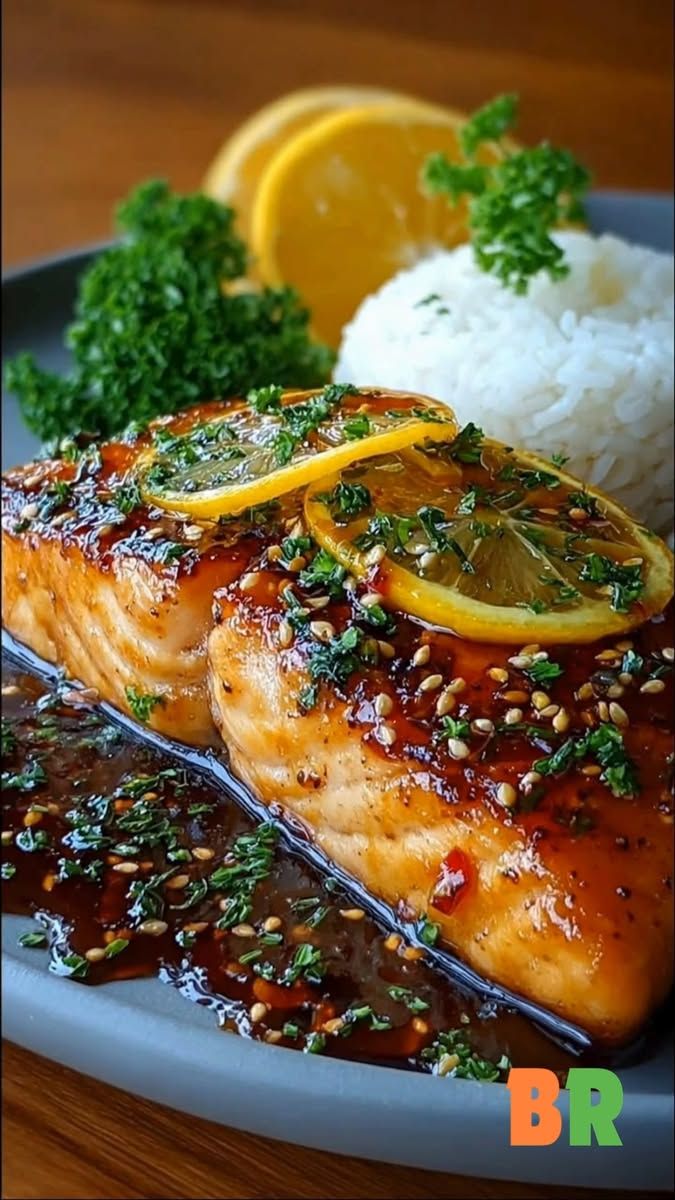 Glazed Orange-Soy Salmon with Ginger Rice