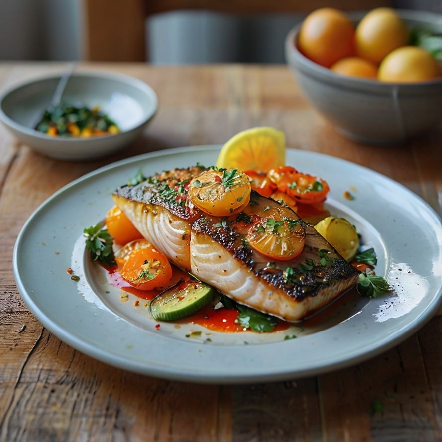 Pan-Fried Barramundi with Lemon Myrtle and Avocado Salad
