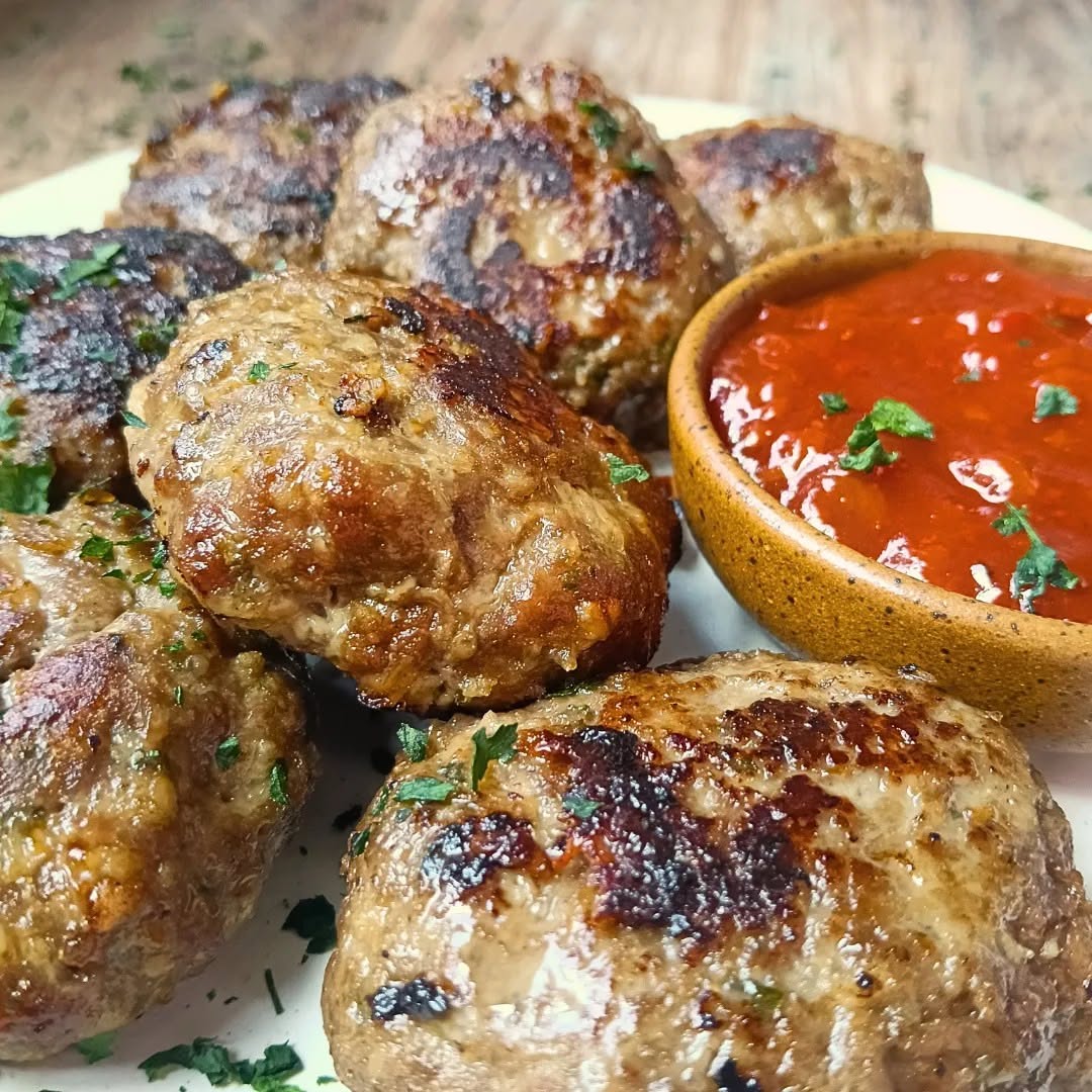 Grilled Australian Beef Rissoles with Tomato Chutney