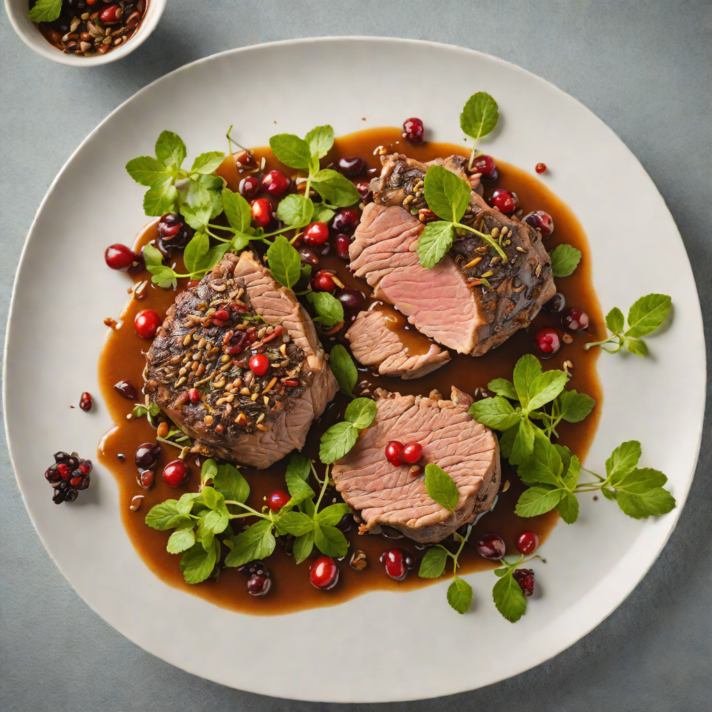 Slow-Cooked Lamb Shoulder with Tasmanian Pepperberry and Native Mint