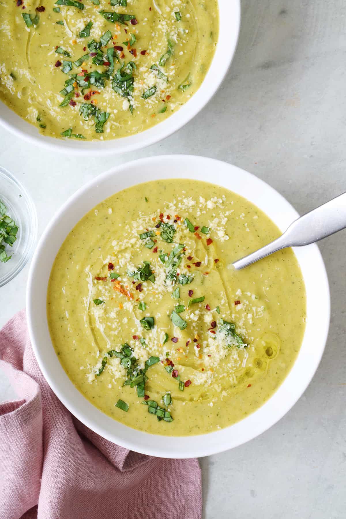 Cucumber & Zucchini Vegetable Broth Soup for Digestive Ease