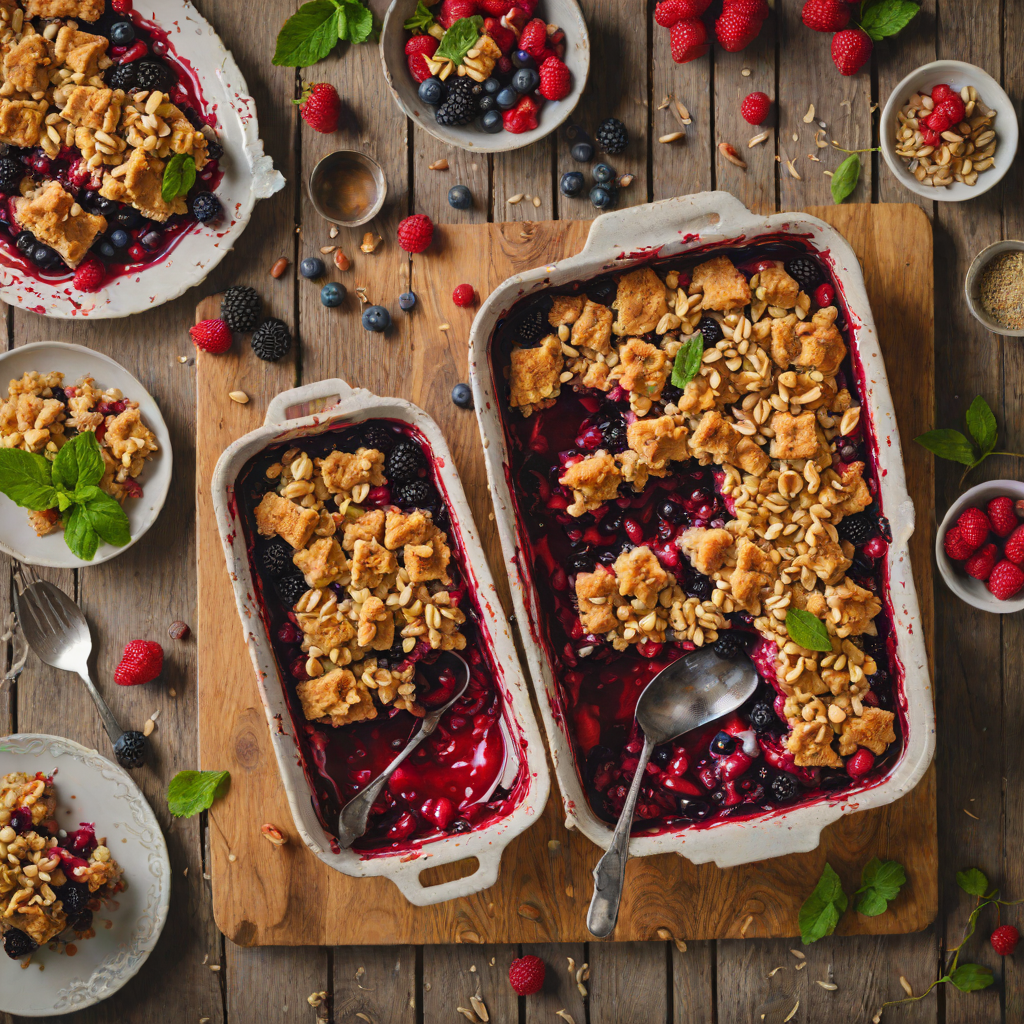 Oven-Roasted Berry Cobbler with Almond Streusel