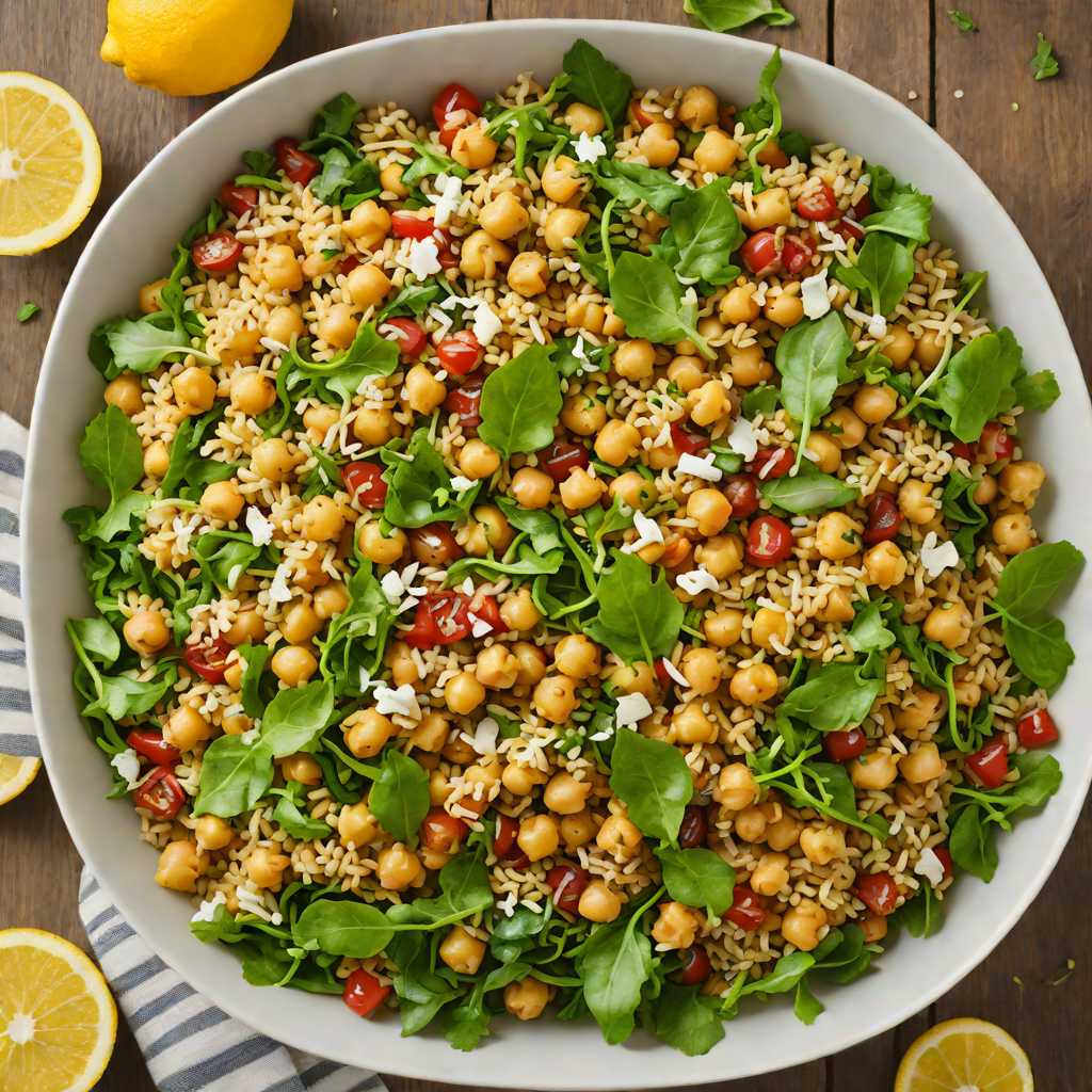 Baked Lemon-Garlic Chickpea and Quinoa Salad