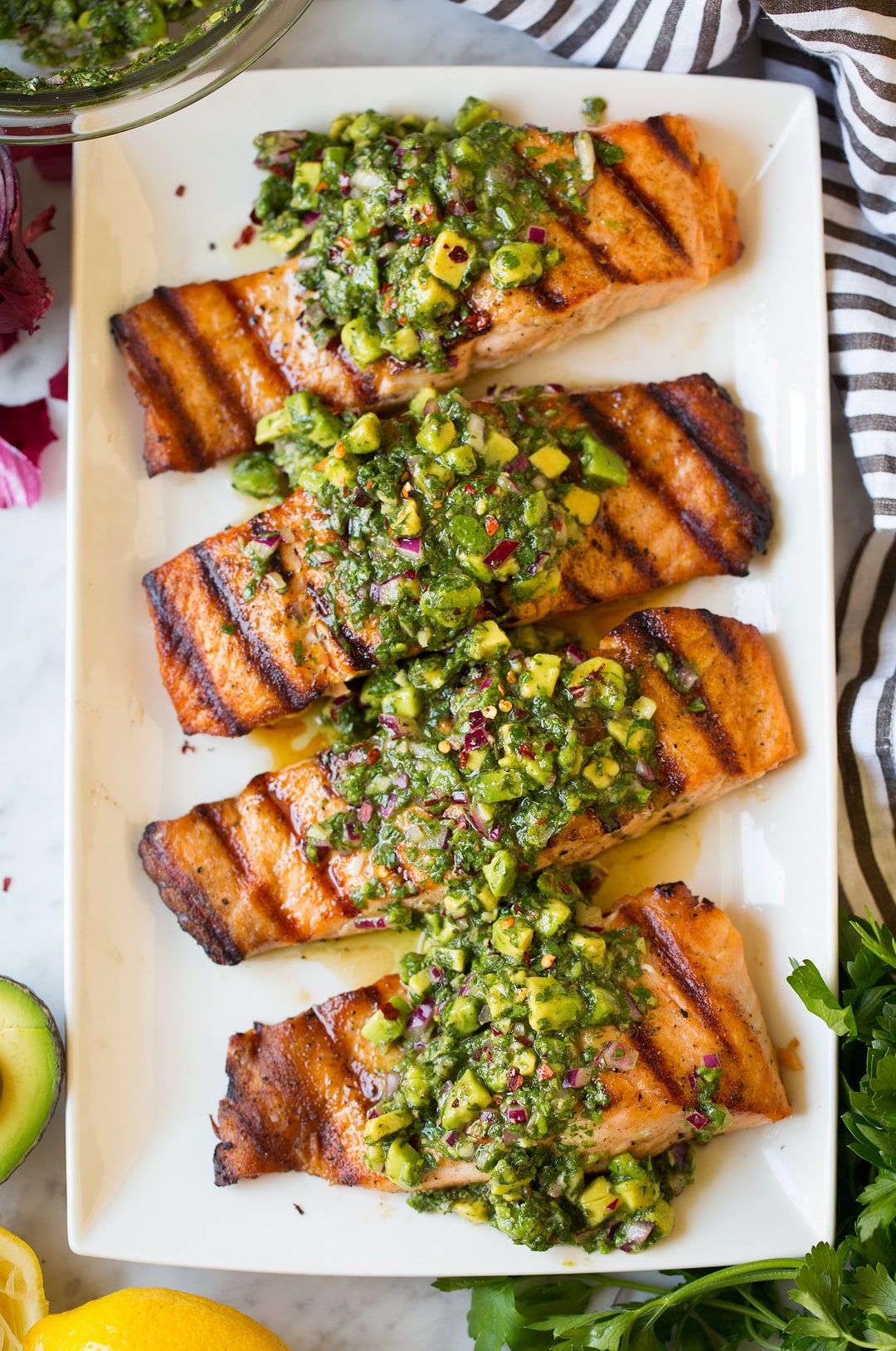 Pan-Seared Salmon with Cilantro-Pisco Chimichurri