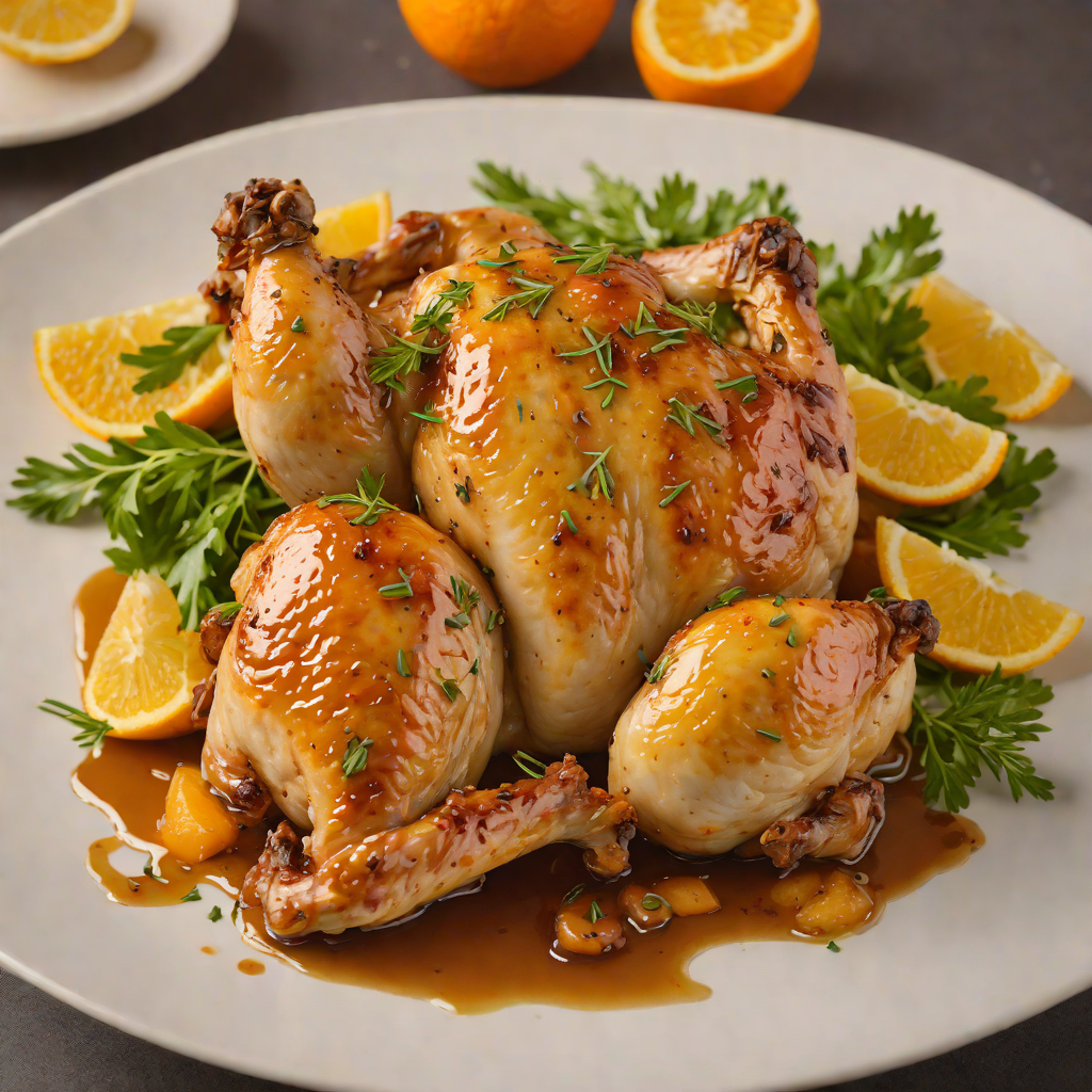 Orange-Glazed Roasted Chicken with Honey and Garlic