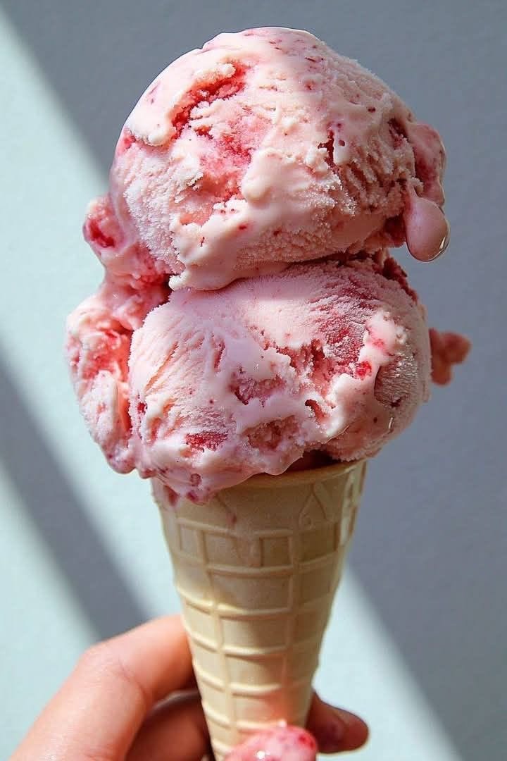 Quick No-Churn Strawberry Swirl Ice Cream