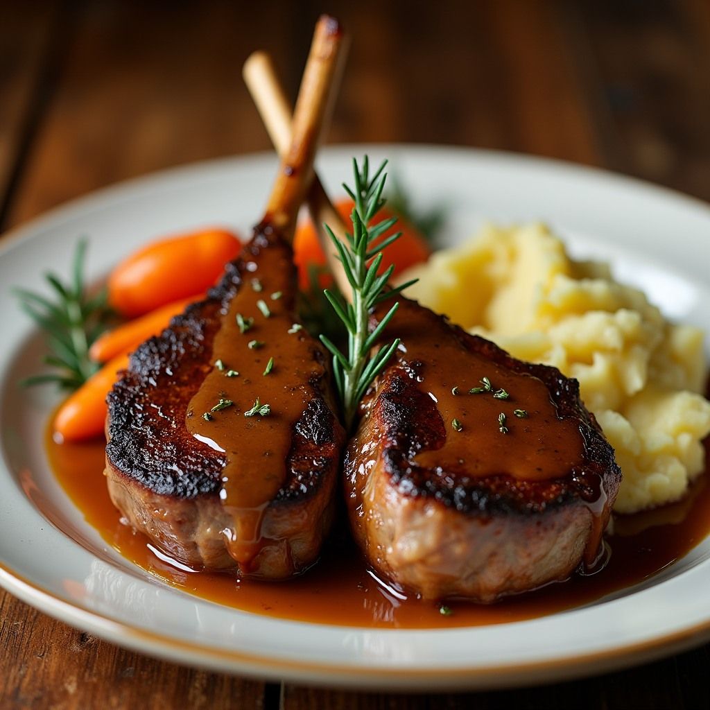 Pan-Seared Lamb Chops with Rosemary and Mint Jus