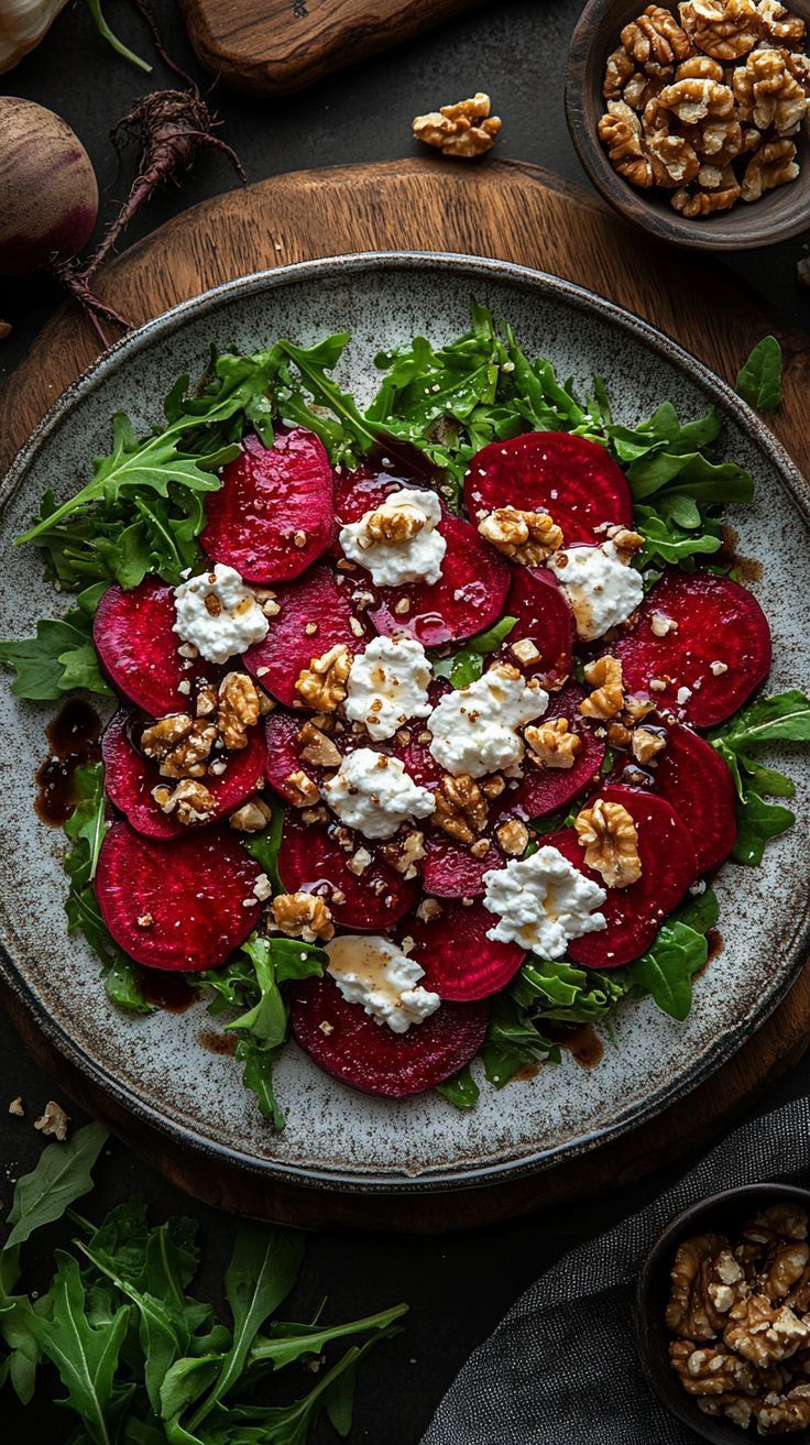 Classic Beetroot and Feta Salad with Toasted Pine Nuts