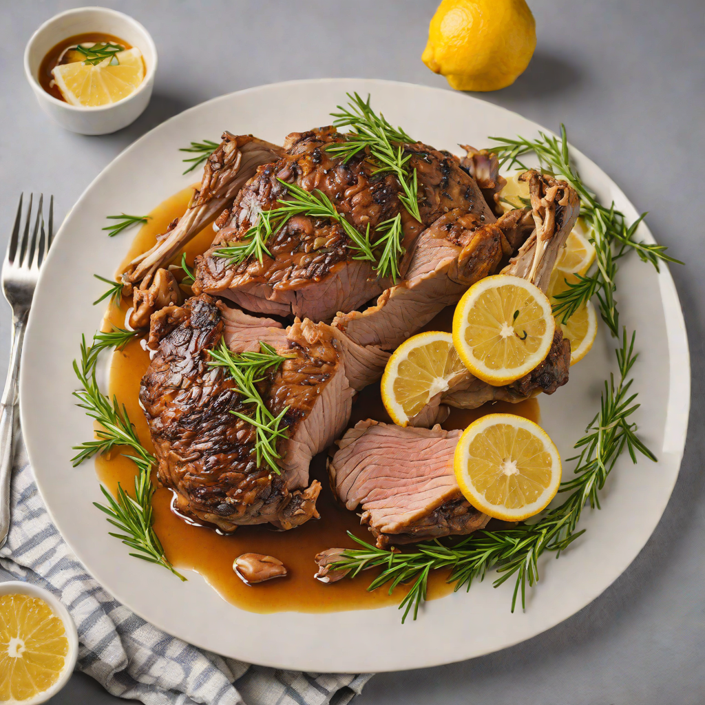 Slow-Cooked Lamb Shoulder with Lemon and Rosemary