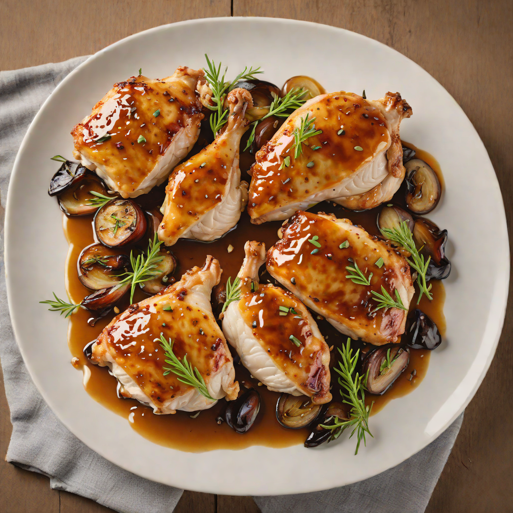Pan-Seared Chicken with Honey Glaze and Roasted Shallots
