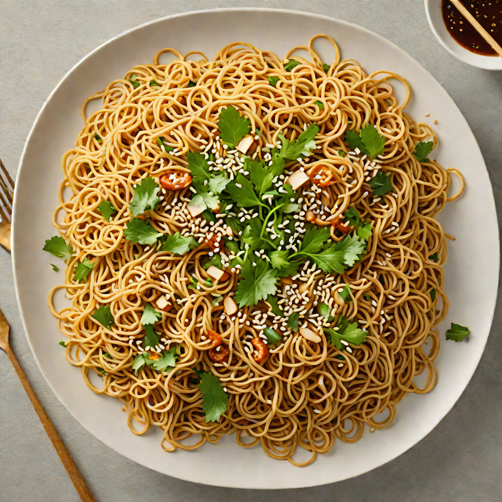 Stir-Fried Garlic Soy Noodles with Sesame and Scallions