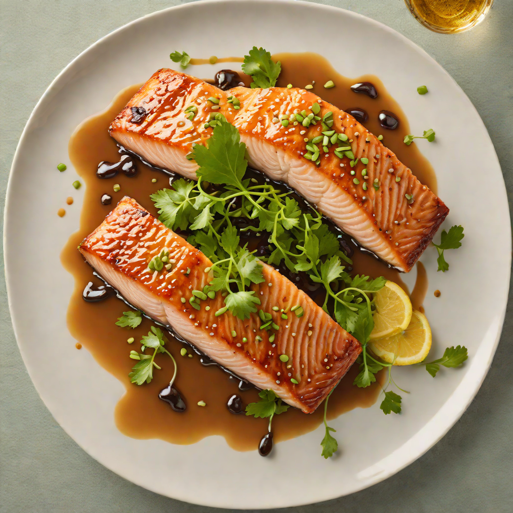 Seared Miso-Glazed Salmon with Ginger-Soy Dressing