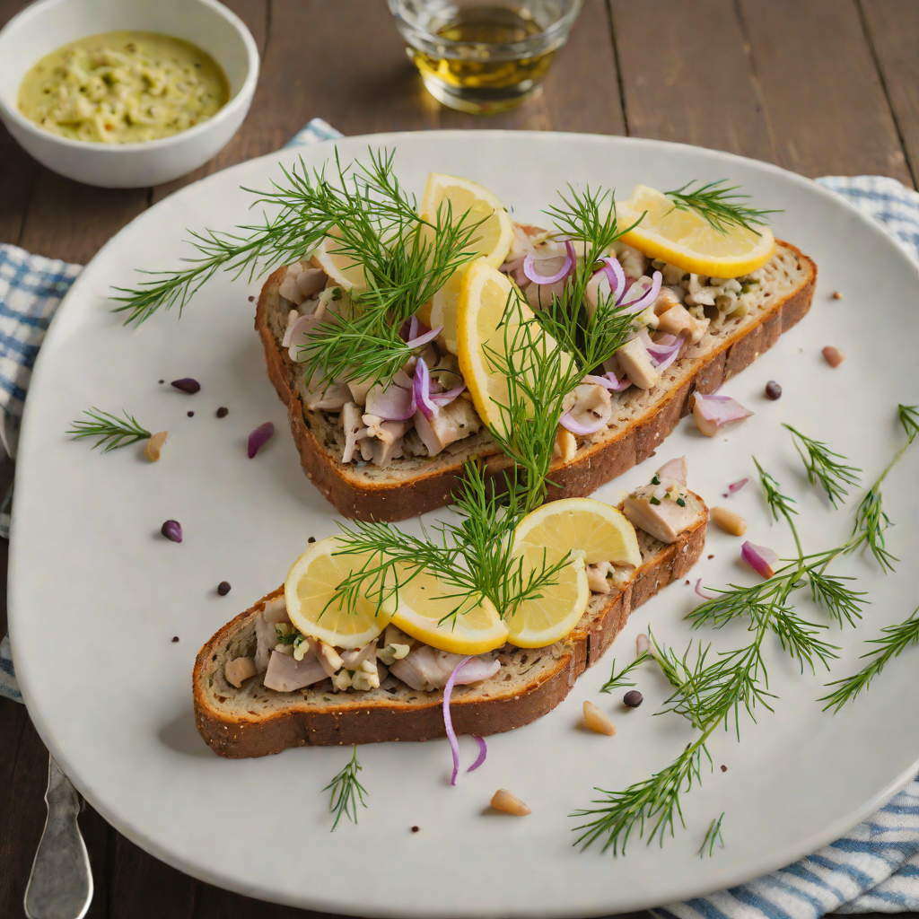 Open-Faced Rye Sandwich with Pickled Herring and Dill