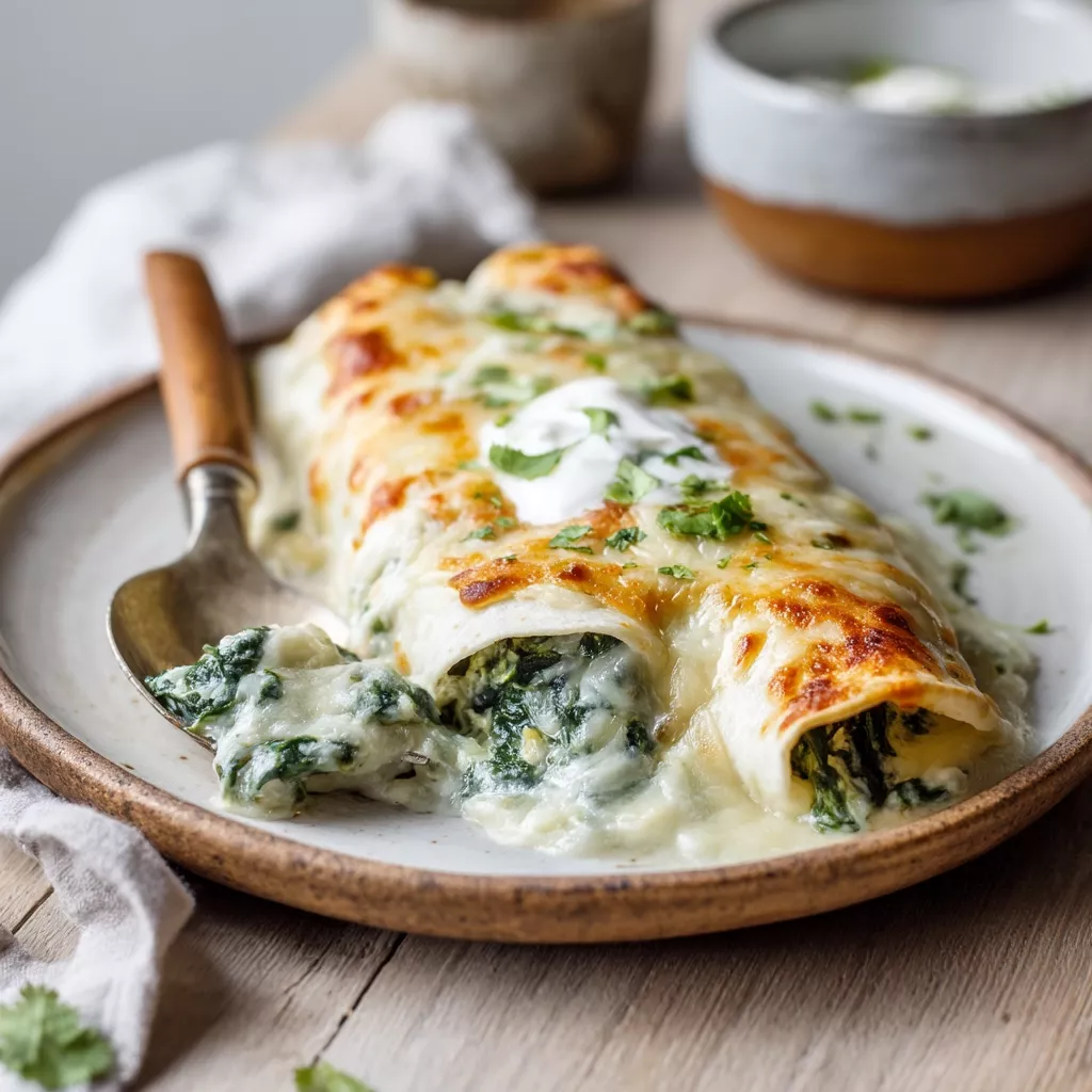 Gratinéed Enchiladas with Spinach-Parmesan Sauce