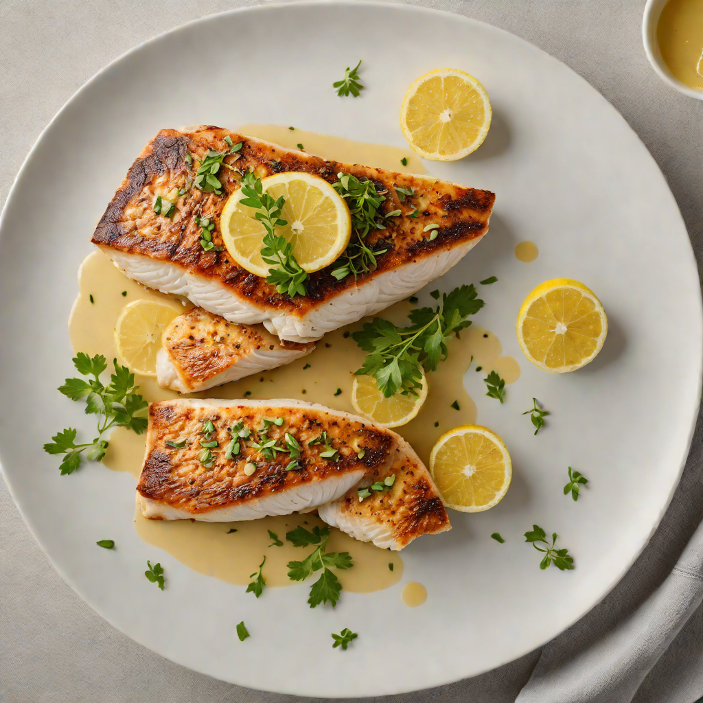 Barramundi Fillet Pan-Seared with Lemon and Finger Lime Butter