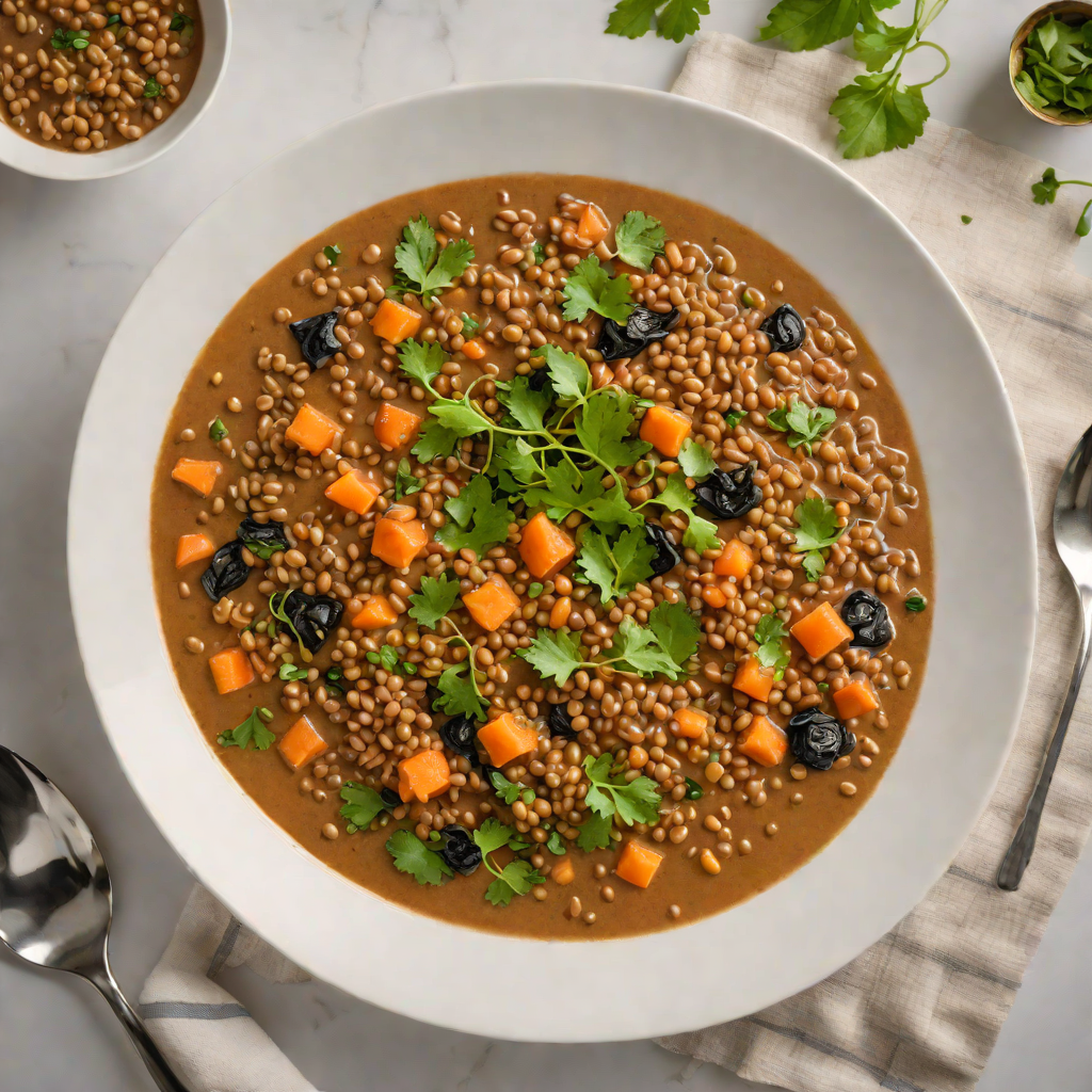 Spiced Indigo Lentil Stew with Coconut Milk