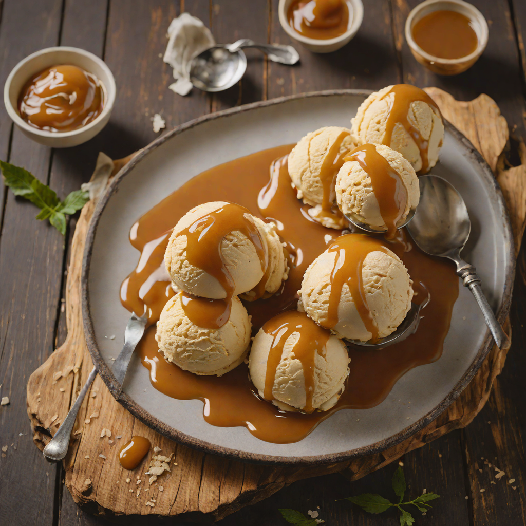 Slow-Churned Vanilla Bean Ice Cream with Caramel Swirl