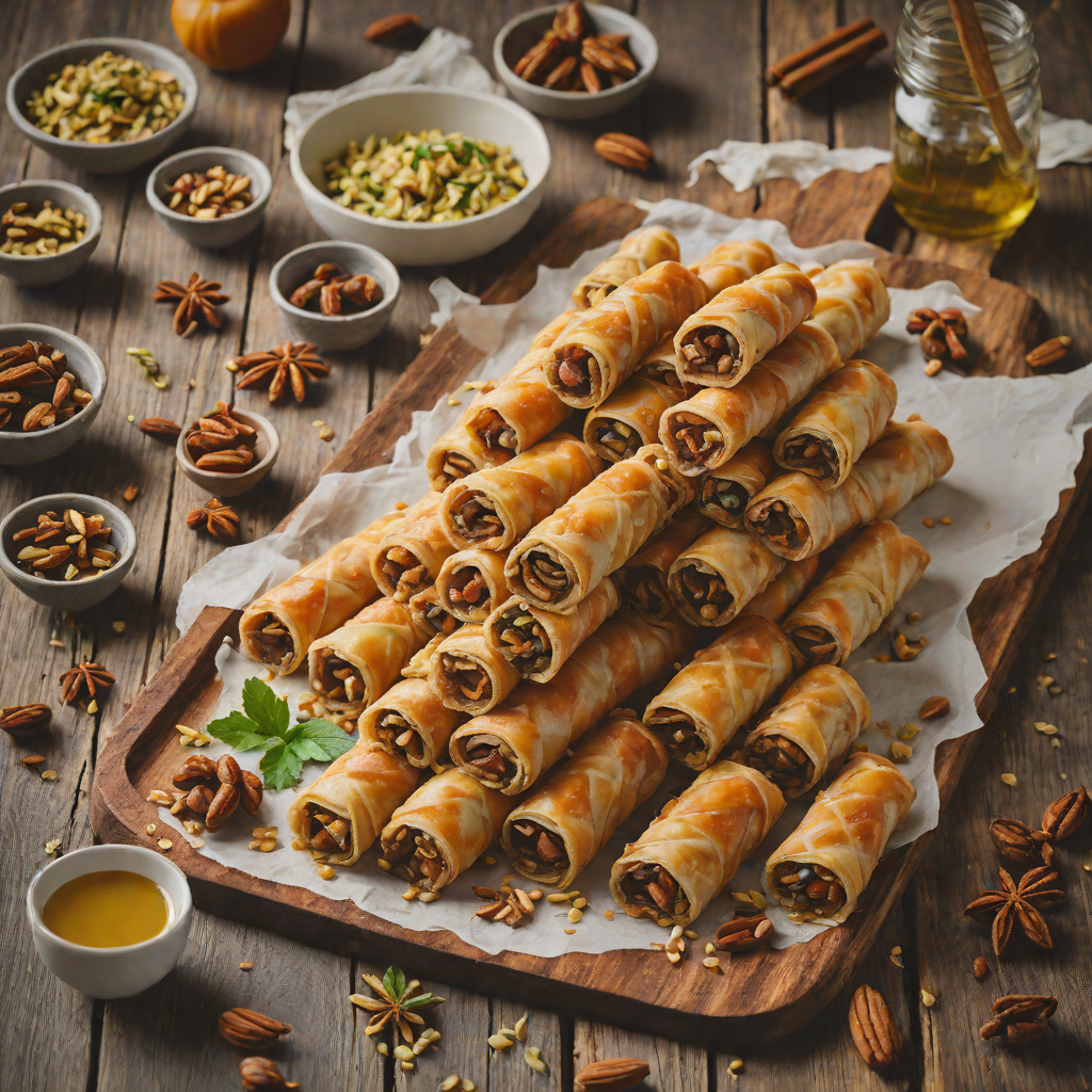 Cardamom-Spiced Date and Walnut Baklava Rolls