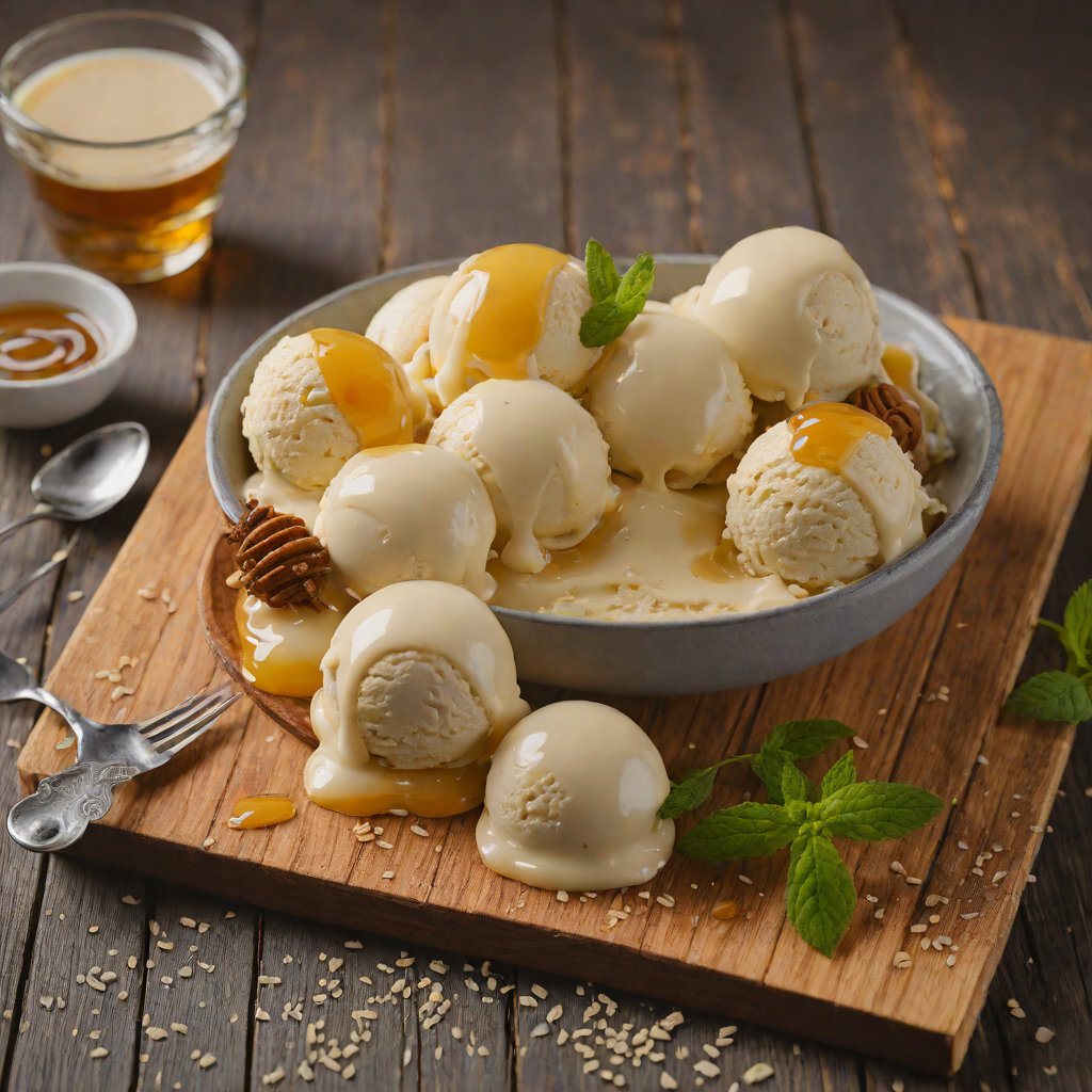 Slow-Churned Vanilla Bean Ice Cream with Honey Drizzle