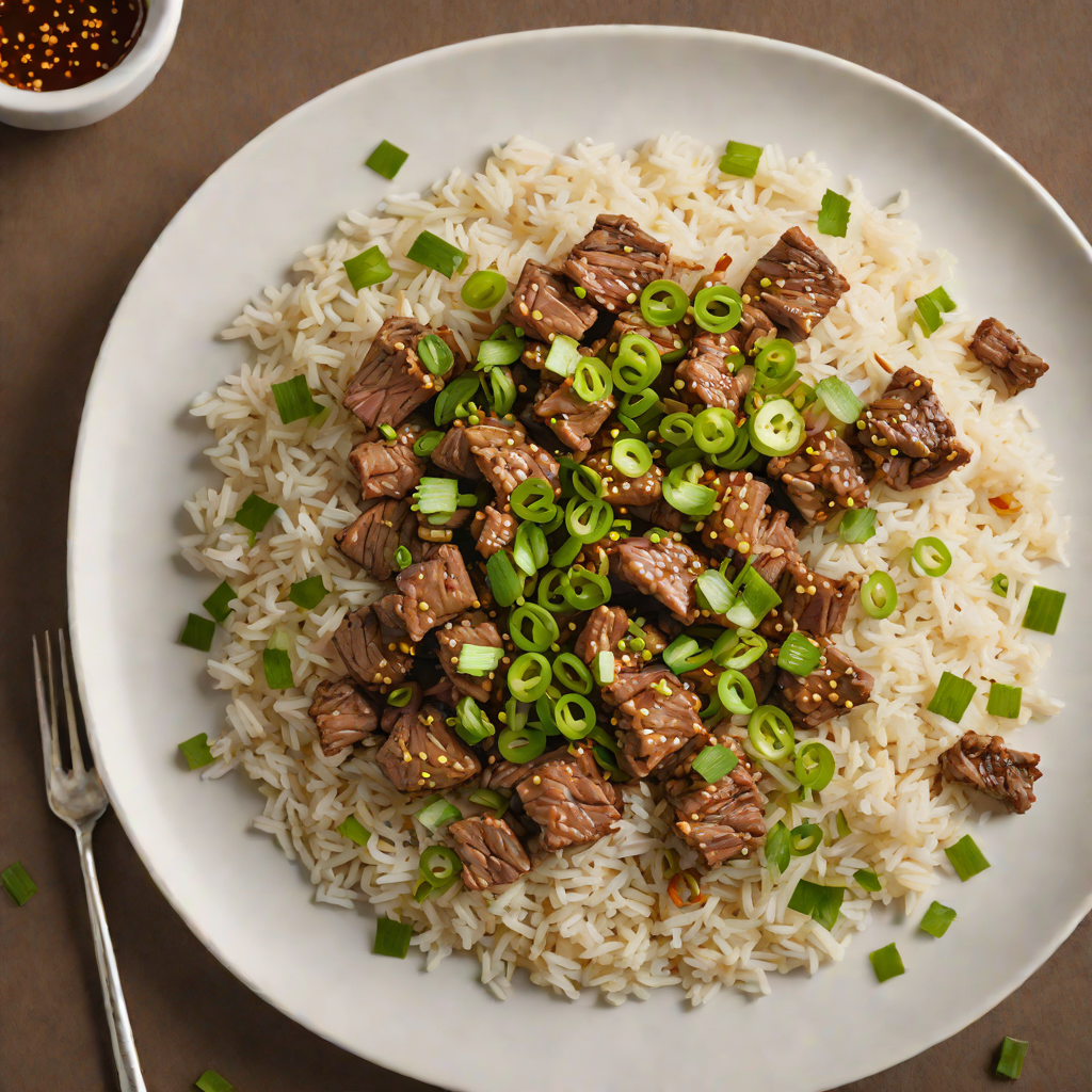 Sautéed Ginger Scallion Beef with Jasmine Rice