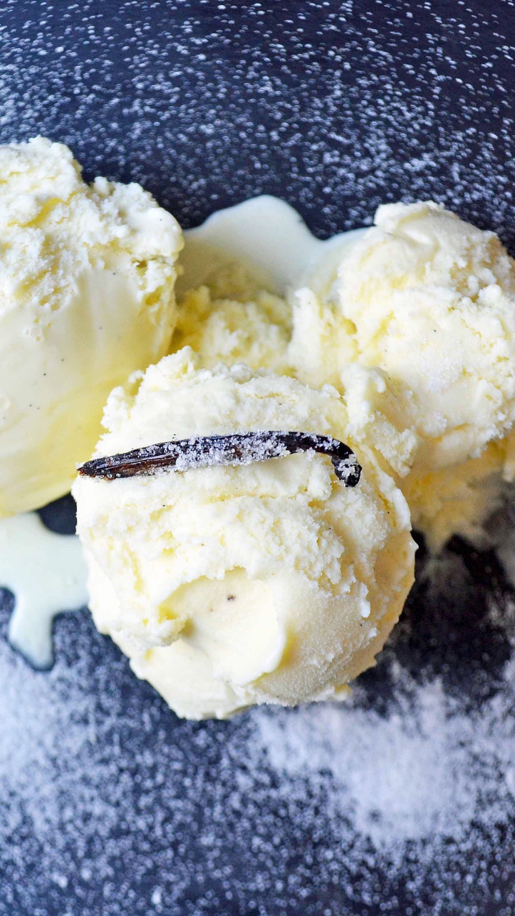 Hand-Churned Vanilla Bean Ice Cream with Honey Drizzle