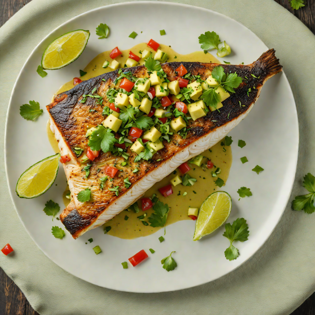 Pan-Seared Sea Bass with Avocado-Cilantro Salsa Verde