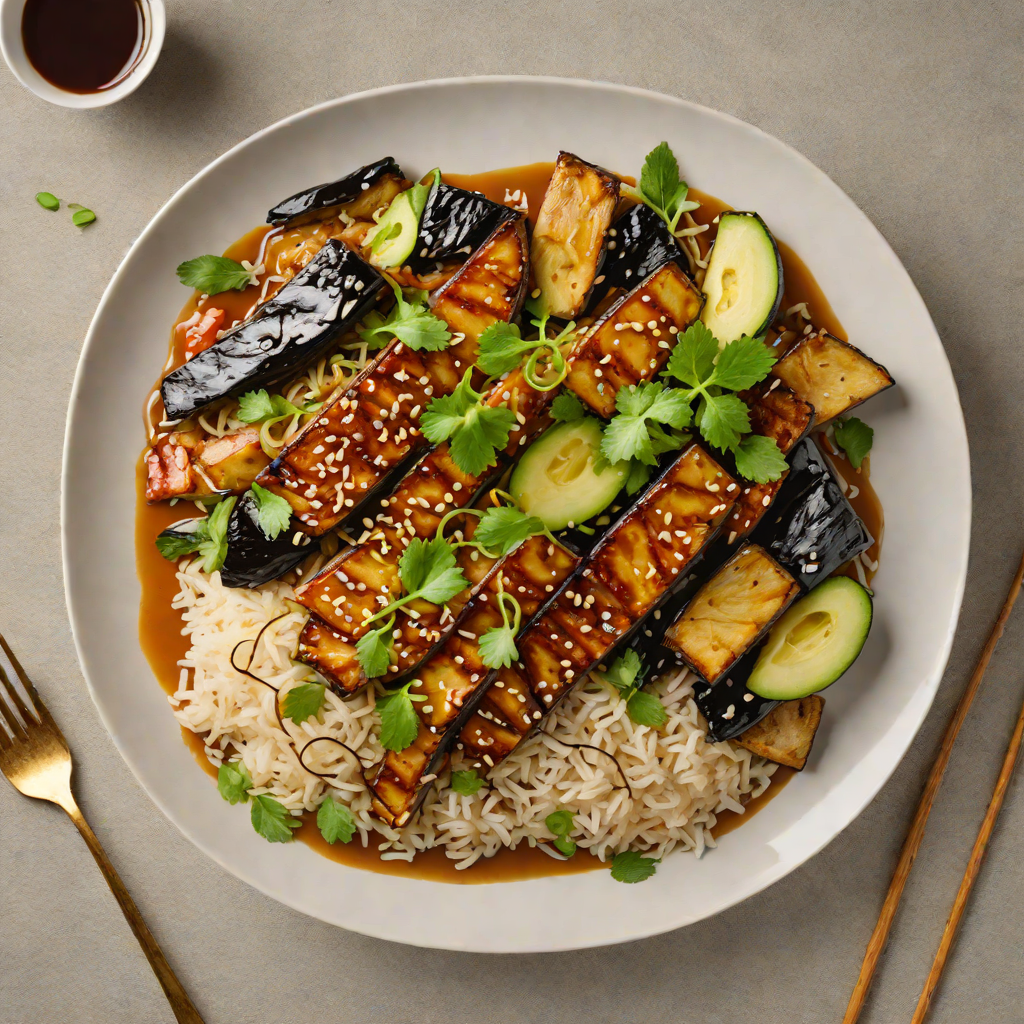 Matcha Miso-Glazed Eggplant Donburi