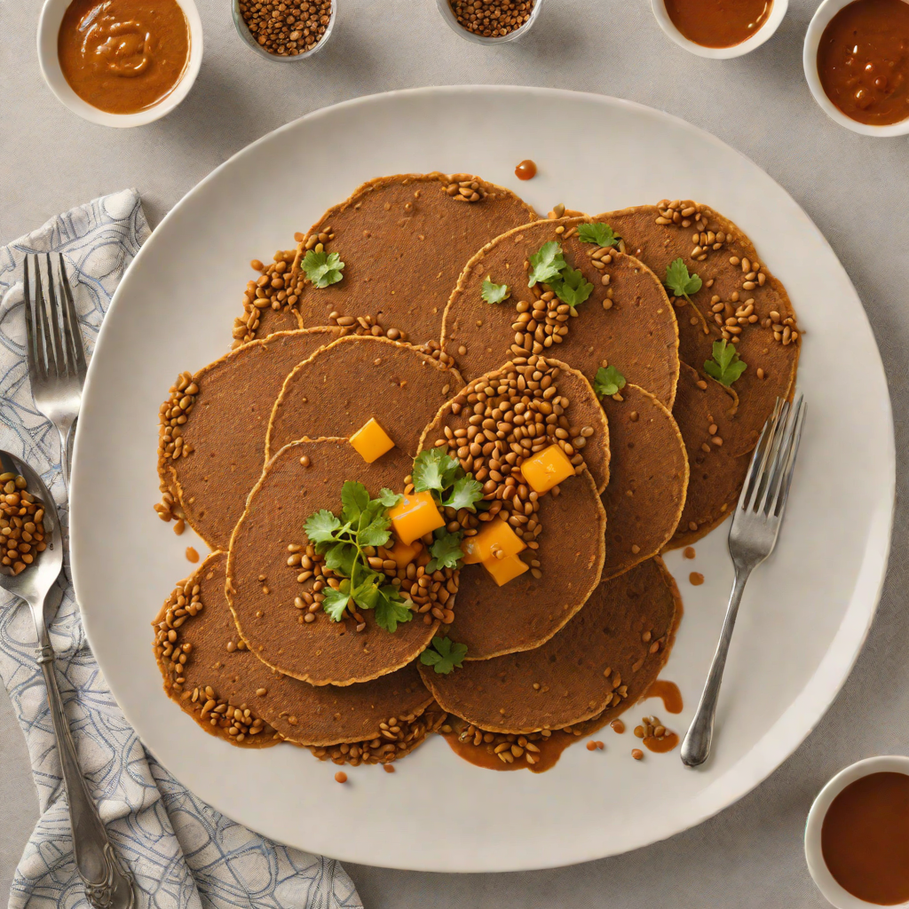 Injera-Style Teff Pancakes with Spiced Lentil Sauce