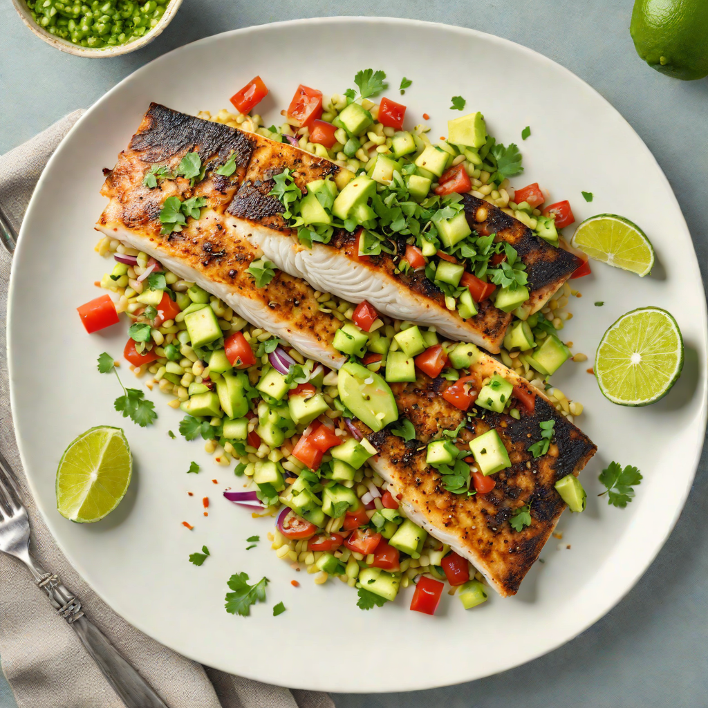 Pan-Seared Sea Bass with Cilantro-Lime Avocado Salsa