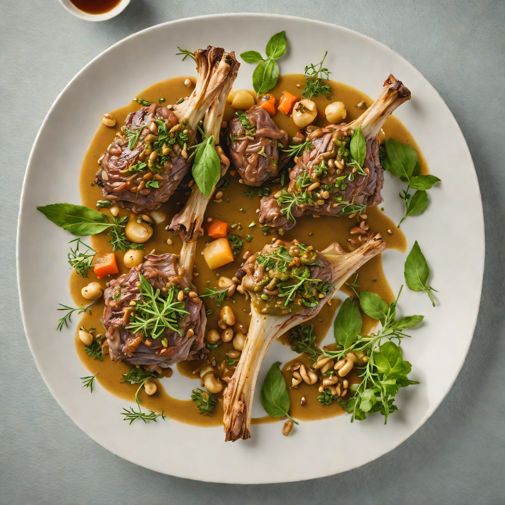 Slow-Cooked Lamb Shanks with Rosemary and Macadamia Nut Pesto
