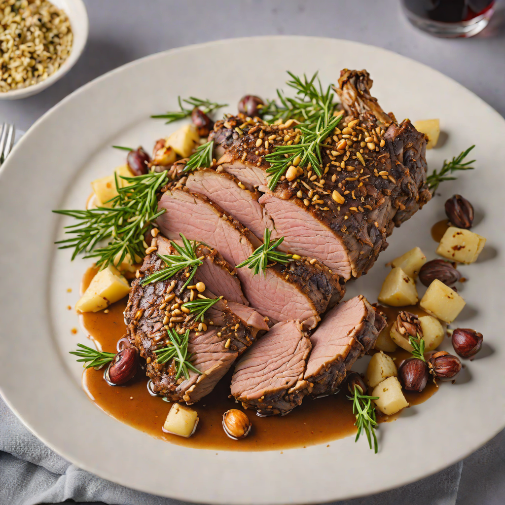 Slow-Roasted Lamb Shoulder with Macadamia and Rosemary Crust