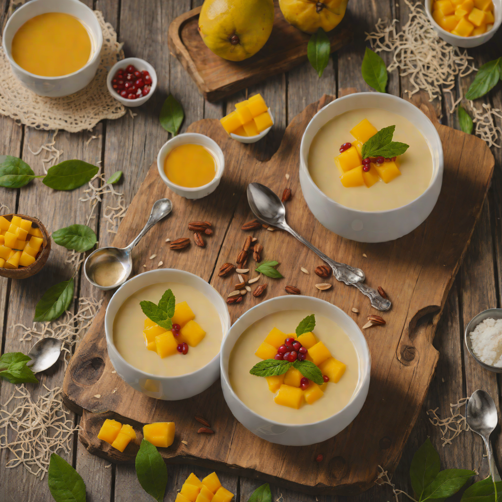 Warm Coconut Panna Cotta with Mango Compote