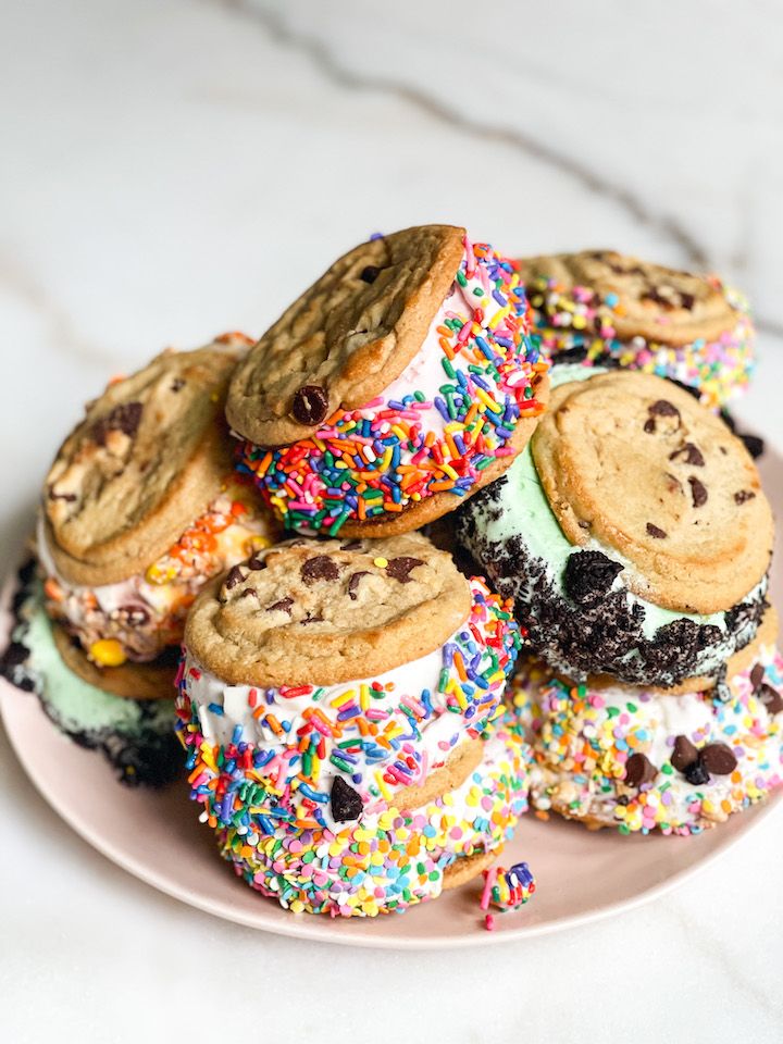 Vanilla Bean Ice Cream Sandwiches with Chocolate Chip Cookies